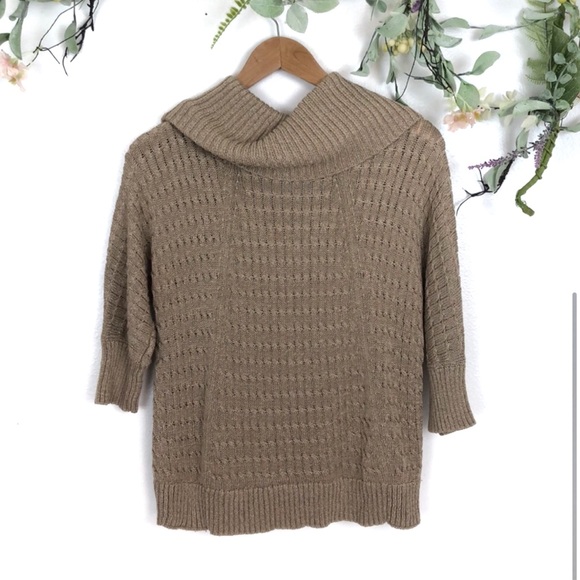 cache cowl neck brown knit sweater size small - Picture 3 of 3